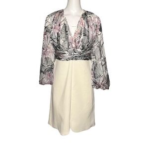 Giambattista Valli Printed Silk Georgette Crepe Long Sleeve Dress IT:46/L US:10
